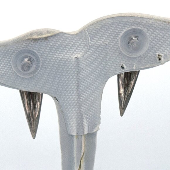 Estate Sterling Silver 925 Elongated Heart Stud Earrings 1.6" EZ Push Backs - Picture 3 of 9